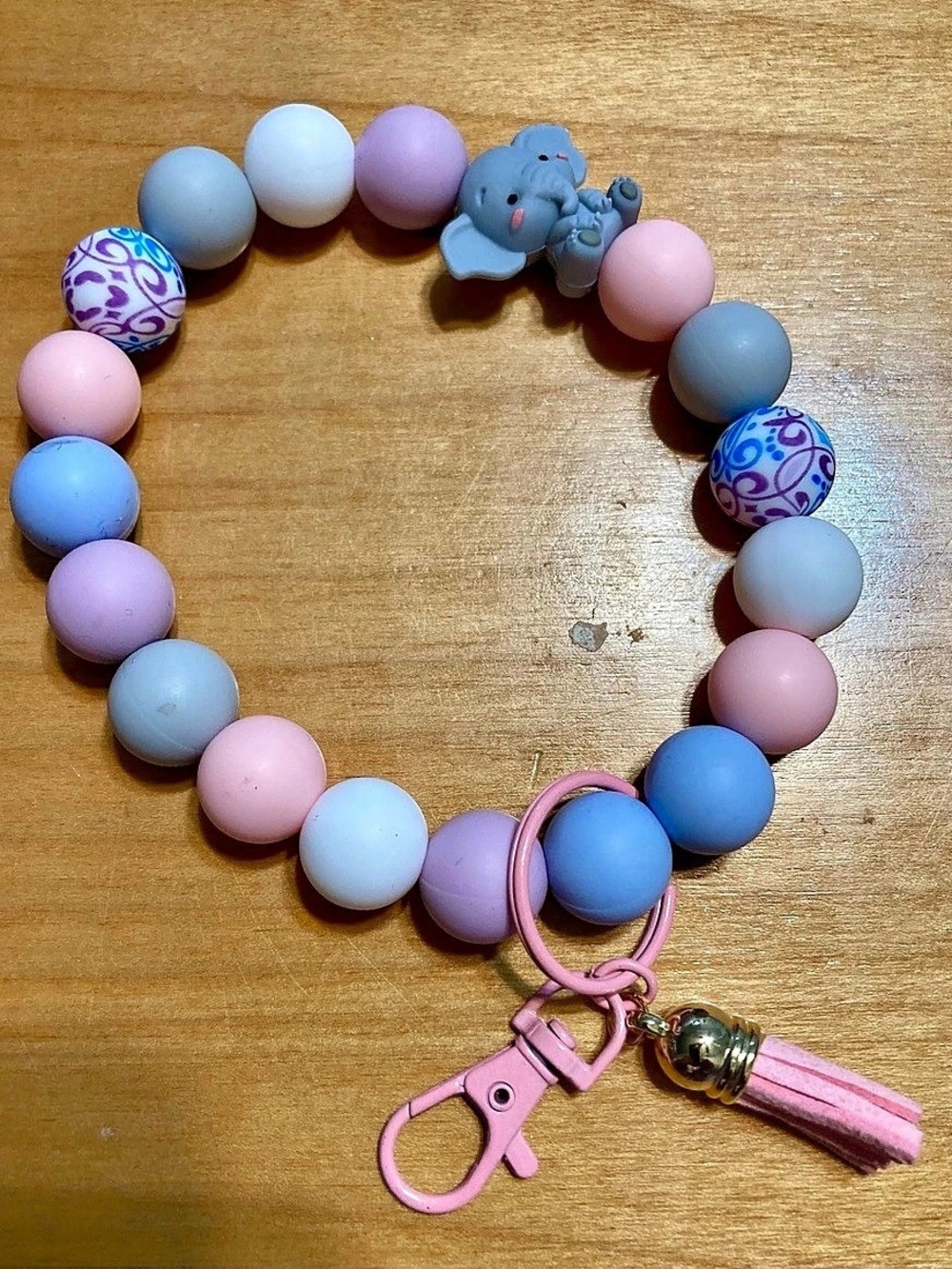 Silicone beaded wristlet keychain